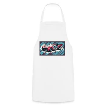 Voiture de course Rouge-Bleu - Tablier de cuisine - blanc - Devant - AI Model Male 185 dark (185cm)