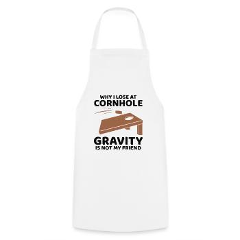 Why I Lose at Cornhole: Gravity is Not My Friend - Cooking Apron - white - Front - AI Model Male 185 dark (185cm)