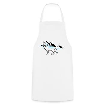 Wolf Mountains 02 - Cooking Apron - white - Front - AI Model Male 185 dark (185cm)