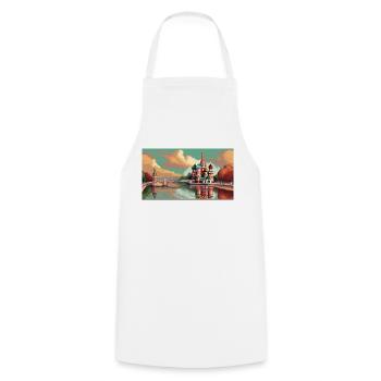 St. Basil's Cathedral, Moscow, Russia - Pixel Art - Cooking Apron - white - Front - AI Model Male 185 dark (185cm)