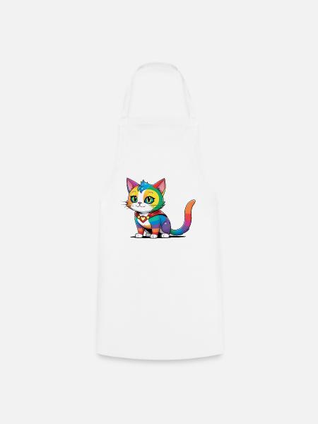Superhelden LGBT Regenbogen Katze - Kochschürze - Weiß