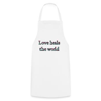 Love heals the world - Space nebula look - Kochschürze - Weiß - Vorne - AI Model Male 185 dark (185cm)