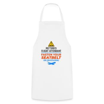 Retired Flight Attendant Aviation Cabin Crew - Cooking Apron - white - Front - AI Model Male 185 dark (185cm)