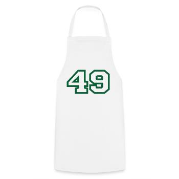 Number 49 green sport - Cooking Apron - white - Front - AI Model Male 185 dark (185cm)