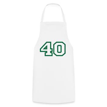 Numéro 40 sport vert - Tablier de cuisine - blanc - Devant - AI Model Male 185 dark (185cm)