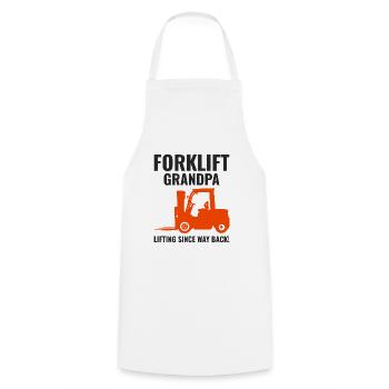 Forklift Grandpa Heavy Equipment Driver Funny - Cooking Apron - white - Front - AI Model Male 185 dark (185cm)
