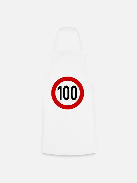 Geschwindigkeitsszeichen TempoLimit 100 Schild - Kochschürze - Weiß
