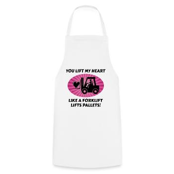 Forklift Operator Driver Valentine’s Day Funny - Cooking Apron - white - Front - AI Model Male 185 dark (185cm)