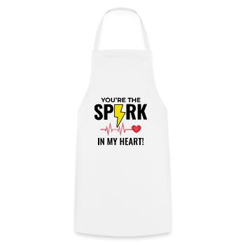 Electrician Valentine: Spark in My Heart - Cooking Apron - white - Front - AI Model Male 185 dark (185cm)