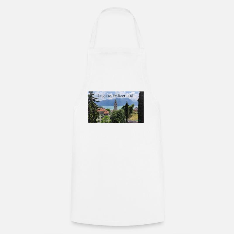 Lugano, Switzerland - Cooking Apron - white