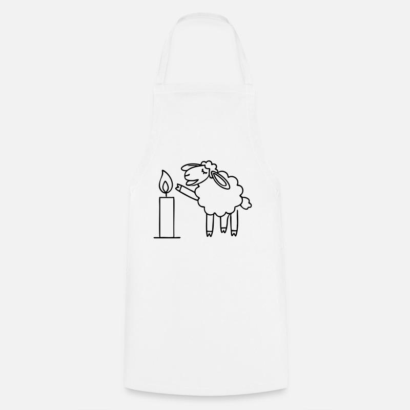 mouton chantant avec bougie Noël - Tablier de cuisine - blanc