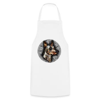 Steampunk retro style Doberman Pinscher - Cooking Apron - white - Front - AI Model Male 185 dark (185cm)