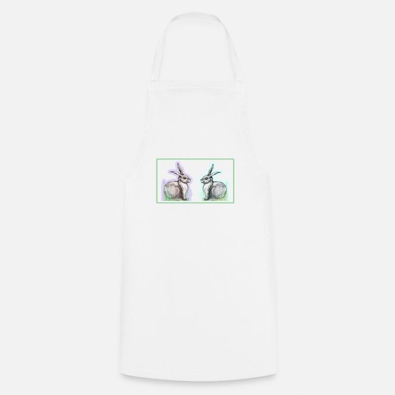 Bunny motif - Cooking Apron - white