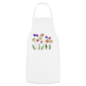 Blumen - Kochschürze - Weiß - Vorne - AI Model Male 185 dark (185cm)