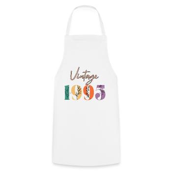 Vintage 1995 florale - Tablier de cuisine - blanc - Devant - AI Model Male 185 dark (185cm)