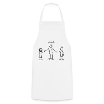 family_dad_with_girl_and_boy_1c - Kochschürze - Weiß - Vorne - AI Model Male 185 dark (185cm)