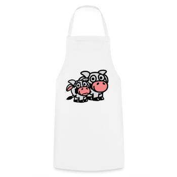 cow_family_dad_and_girl_3c - Tablier de cuisine - blanc - Devant - AI Model Male 185 dark (185cm)