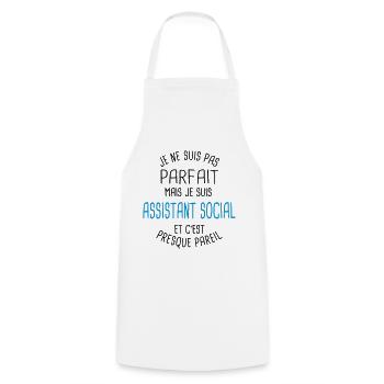 Pas parfait mais assistant social - Tablier de cuisine - blanc - Devant - AI Model Male 185 dark (185cm)