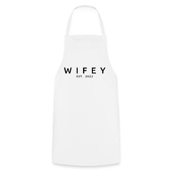 Wifey Est. 2022 Wife To Be Engagement Wedding Gift - Cooking Apron - white - Front - AI Model Male 185 dark (185cm)