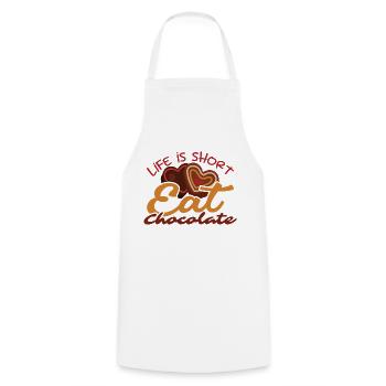 Je mange du chocolat - La vie est courte Mangez du chocolat - Tablier de cuisine - blanc - Devant - AI Model Male 185 dark (185cm)