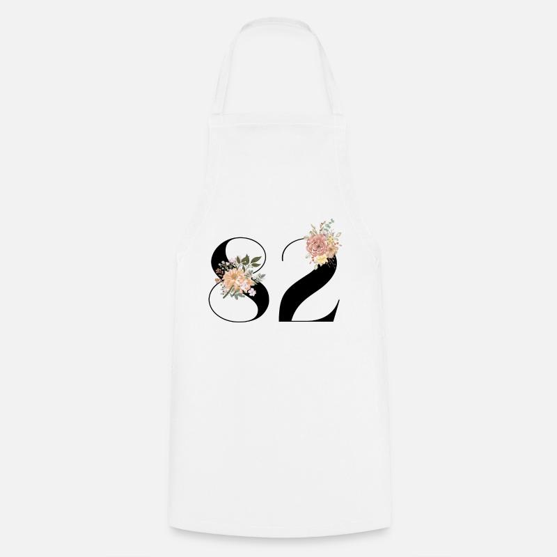 82e anniversaire fleuris (Cadeau de 82 ans) - Tablier de cuisine - blanc