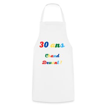 30 ans chaud devant - Tablier de cuisine - blanc - Devant - AI Model Male 185 dark (185cm)