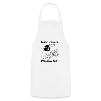 Besoin d'argent pas d'un taf ! Lapin braqueur - Tablier de cuisine - blanc - Devant - AI Model Male 185 dark (185cm)