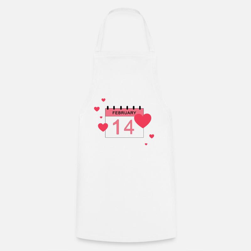 February 14, multiple hearts - Cooking Apron - white