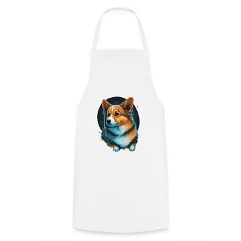 Fond brillant Corgi - Tablier de cuisine - blanc - Devant - AI Model Male 185 dark (185cm)