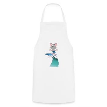 WASSERRATTE - SURFER - WELLENREITER - WASSERSPORT - Kochschürze - Weiß - Vorne - AI Model Male 185 dark (185cm)