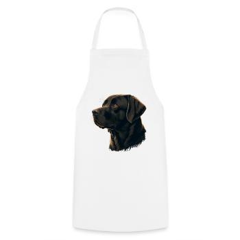 Weich aussehender dunkelbrauner Labrador Retriever - Kochschürze - Weiß - Vorne - AI Model Male 185 dark (185cm)
