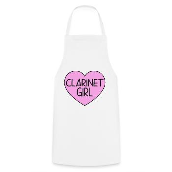 Clarinet Player Girl Clarinet Player Heart Pin - Cooking Apron - white - Front - AI Model Male 185 dark (185cm)