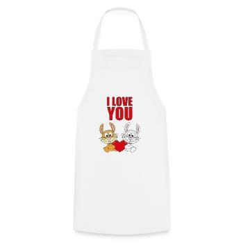 I LOVE YOU - HASEN - OSTERHASEN - OSTERN - LIEBE - Kochschürze - Weiß - Vorne - AI Model Male 185 dark (185cm)
