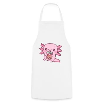Mignon Axolotl boire du thé à bulles - Tablier de cuisine - blanc - Devant - AI Model Male 185 dark (185cm)