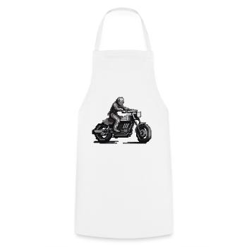Motorcyclist sits on his motorcycle in 8 bit - Cooking Apron - white - Front - AI Model Male 185 dark (185cm)