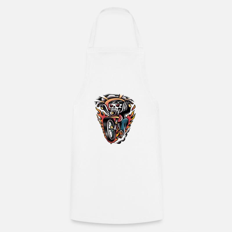 Biker old-school tattoo art - Tablier de cuisine - blanc