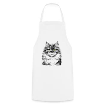 Sibirische Katze - Kochschürze - Weiß - Vorne - AI Model Male 185 dark (185cm)