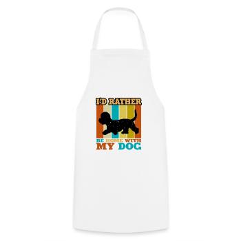 Dandie Dinmont Terrier Dog Silhouette Retro Sunset - Cooking Apron - white - Front - AI Model Male 185 dark (185cm)