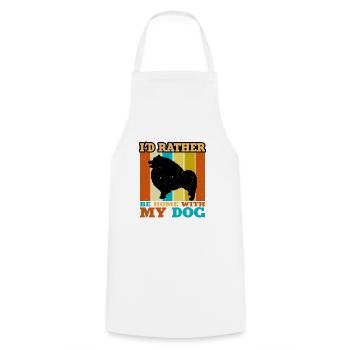 Keeshond Dog Lover Silhouette Vintage Sunset - Cooking Apron - white - Front - AI Model Male 185 dark (185cm)