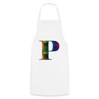 Lettre P Millésime - Tablier de cuisine - blanc - Devant - AI Model Male 185 dark (185cm)