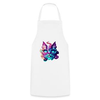 Katze Wasserfarben Illustration - Kochschürze - Weiß - Vorne - AI Model Male 185 dark (185cm)