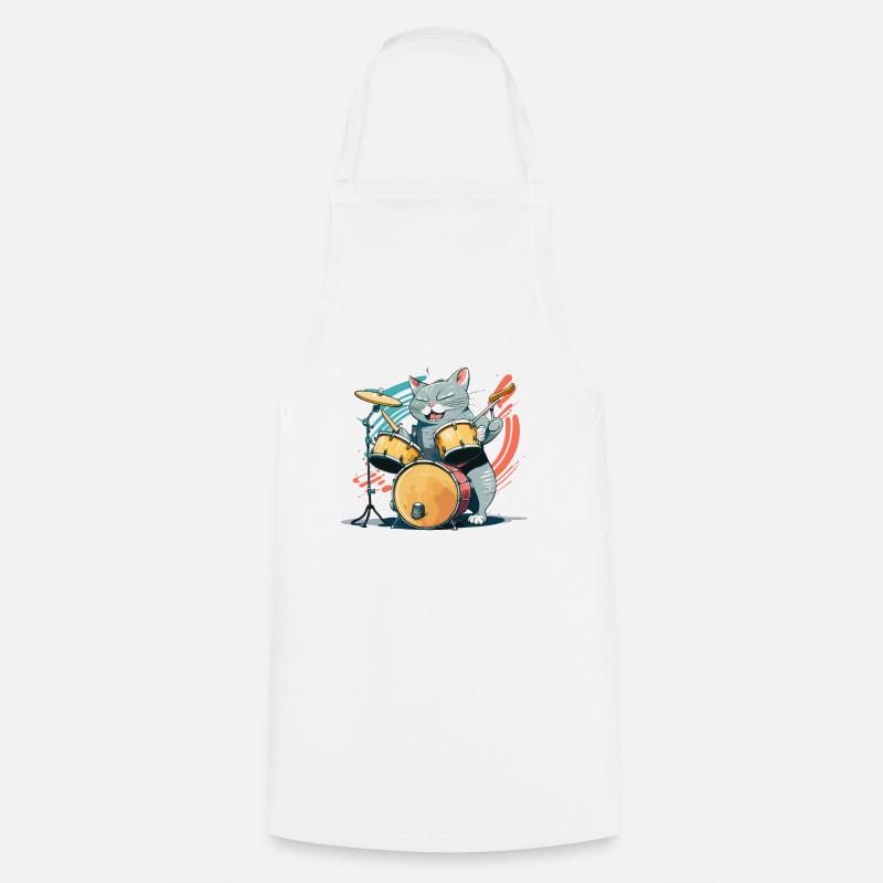 Rocker Cat - Cooking Apron - white