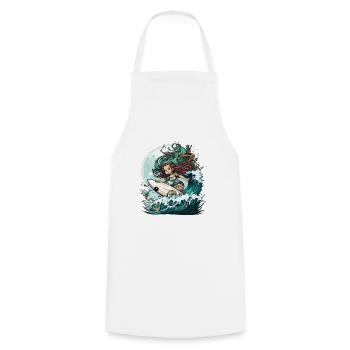 Surfing Siren - Cooking Apron - white - Front - AI Model Male 185 dark (185cm)