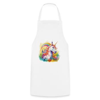 Einhorn Regenbogen Schloss Bunt Magie Fantasie - Kochschürze - Weiß - Vorne - AI Model Male 185 dark (185cm)