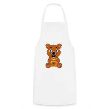 HONIG - TEDDYBÄR - BÄR - TEDDY - KINDER - BABY - Kochschürze - Weiß - Vorne - AI Model Male 185 dark (185cm)