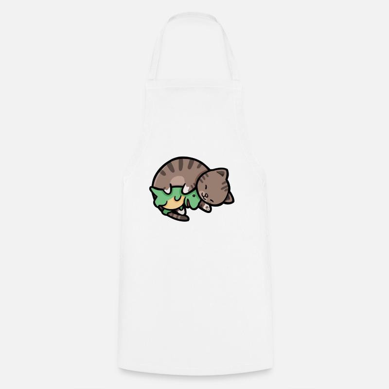 hugadino cat with dino, cute dinosaur, T-Rex - Cooking Apron - white