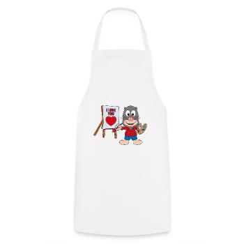 MAULWURF - MALER - MALEN - I LOVE YOU - Kochschürze - Weiß - Vorne - AI Model Male 185 dark (185cm)