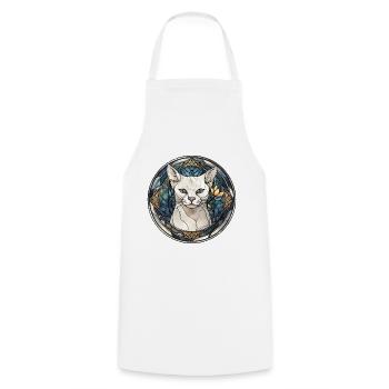 Burmilla Cat Race Aquarelle Verre - Tablier de cuisine - blanc - Devant - AI Model Male 185 dark (185cm)