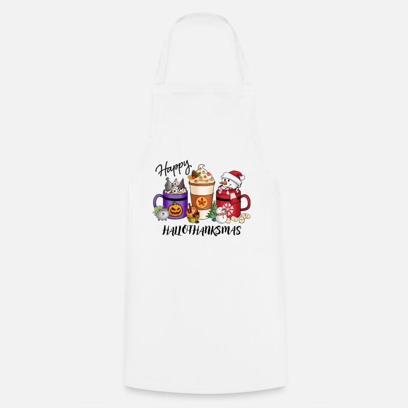 Happy HalloThankMas Vibes Coffee - Cooking Apron - white