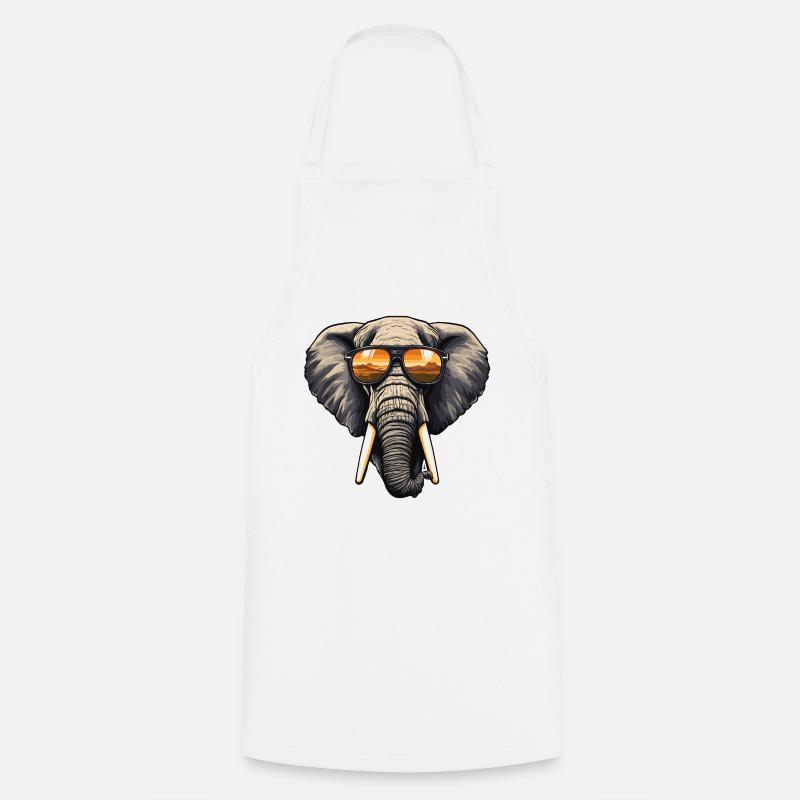 Éléphant avec des lunettes de soleil - Tablier de cuisine - blanc